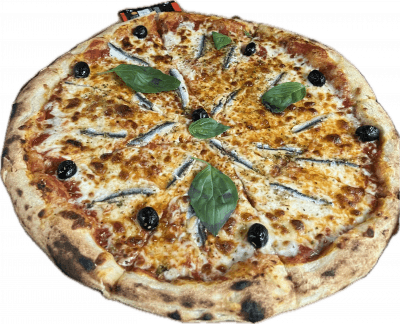 ANCHOIS🐟 : Base tomate, Fromage, Anchois, Olives, ((Origan))