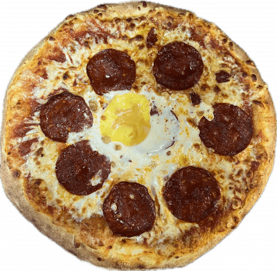 MIAMI🍕: Base tomate, Fromage, Chorizo, Oeuf
