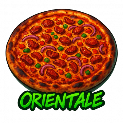 ORIENTALE🌶 :base tomate, fromage, merguez, poivrons, oignons