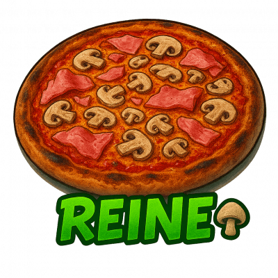 REINE🍄: base tomate, fromage, jambon, champignon
