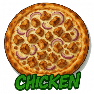 CHICKEN🍗: base creme, fromage, poulet, oignons