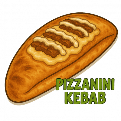 PIZZANINI KEBAB: pâte 26 cm , moitié crème (léger) filet d'huile d'olive , fromage , kebab , refermer , crème, fromage, kebab