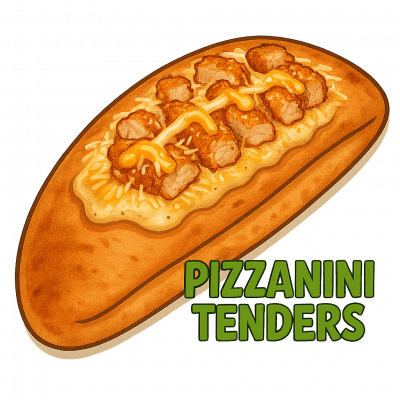 PIZZANINI TENDERS🇧🇷: PÂTE 26 CM , MOITIÉ CRÈME (LÉGER) , FILET D'HUILE D'OLIVE , FROMAGE , TENDERS’ SAUCE BRÉSILIENNE , REFERMER ,