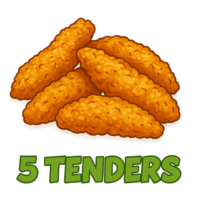 5 TENDERS🍗 (sauce au choix : Blanche, Curry, Burger,, Brésilienne.)