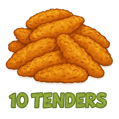 10 TENDERS🍗 (sauce au choix : Blanche, Curry, Burger,, Brésilienne.)